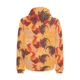 red rooster chicken cock pattern Men's Padded Hooded Jacket