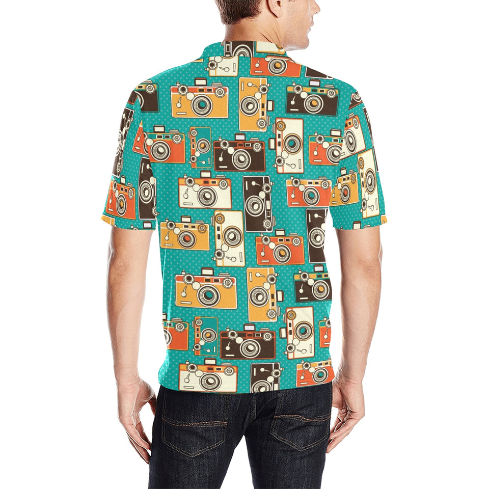 Camera Pattern Print Design 03 Men's All Over Print Polo Shirt