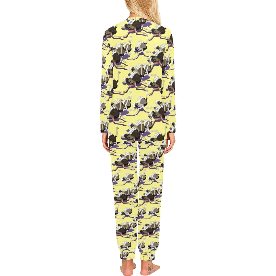 Ostrich Pattern Print Design 04 Women's All Over Print Pajama Set