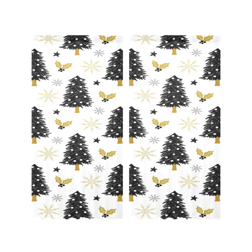 Christmas tree holly snow star pattern Gauze Curtain
