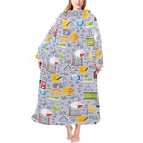 Math Pattern Print Design 04 Blanket Robe with Sleeves