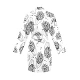 Hand drawn french fries pattern Women's Long Sleeve Belted Night Robe