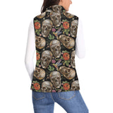 Skull rose humming bird flower pattern Women's Padded Vest