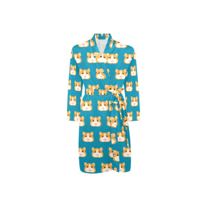Guinea Pig Pattern Print Design 03 Men's Long Sleeve Belted Night Robe