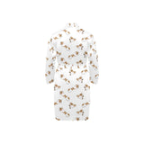 Jack Russel Pattern Print Design 04 Men's Long Sleeve Belted Night Robe