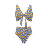 Guinea Pig Pattern Print Design 02 Chest Bowknot High Waisted Bikini Swimsuit