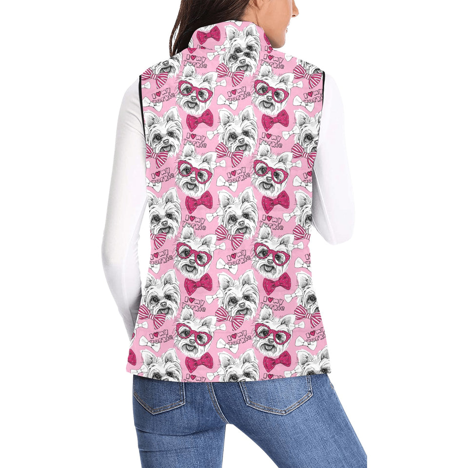 Yorkshire Terrier Pattern Print Design 03 Women's Padded Vest