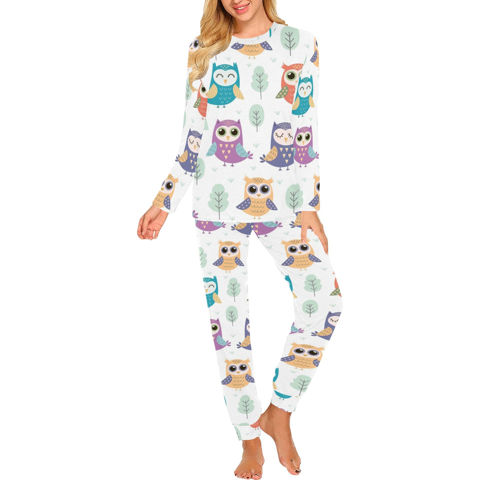Cute owl pattern Women's All Over Print Pajama Set