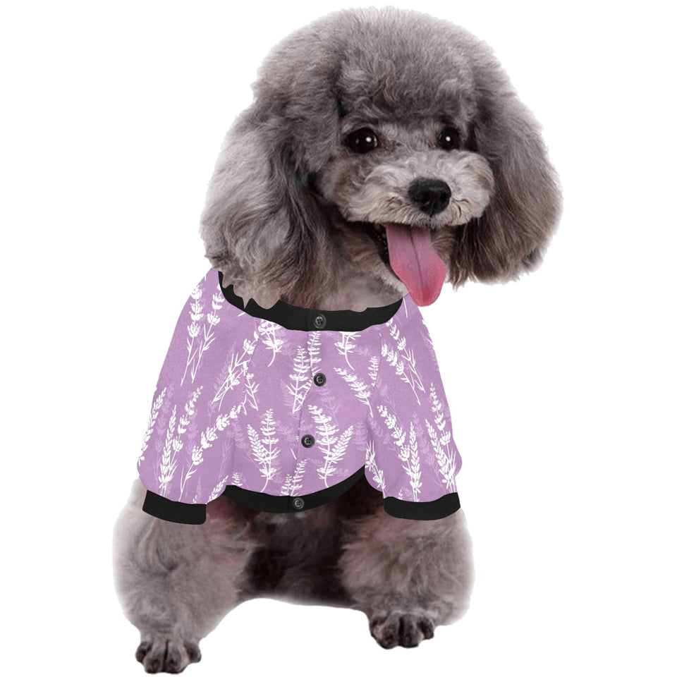 Lavender flowers purple pattern All Over Print Pet Dog Round Neck Fuzzy Shirt