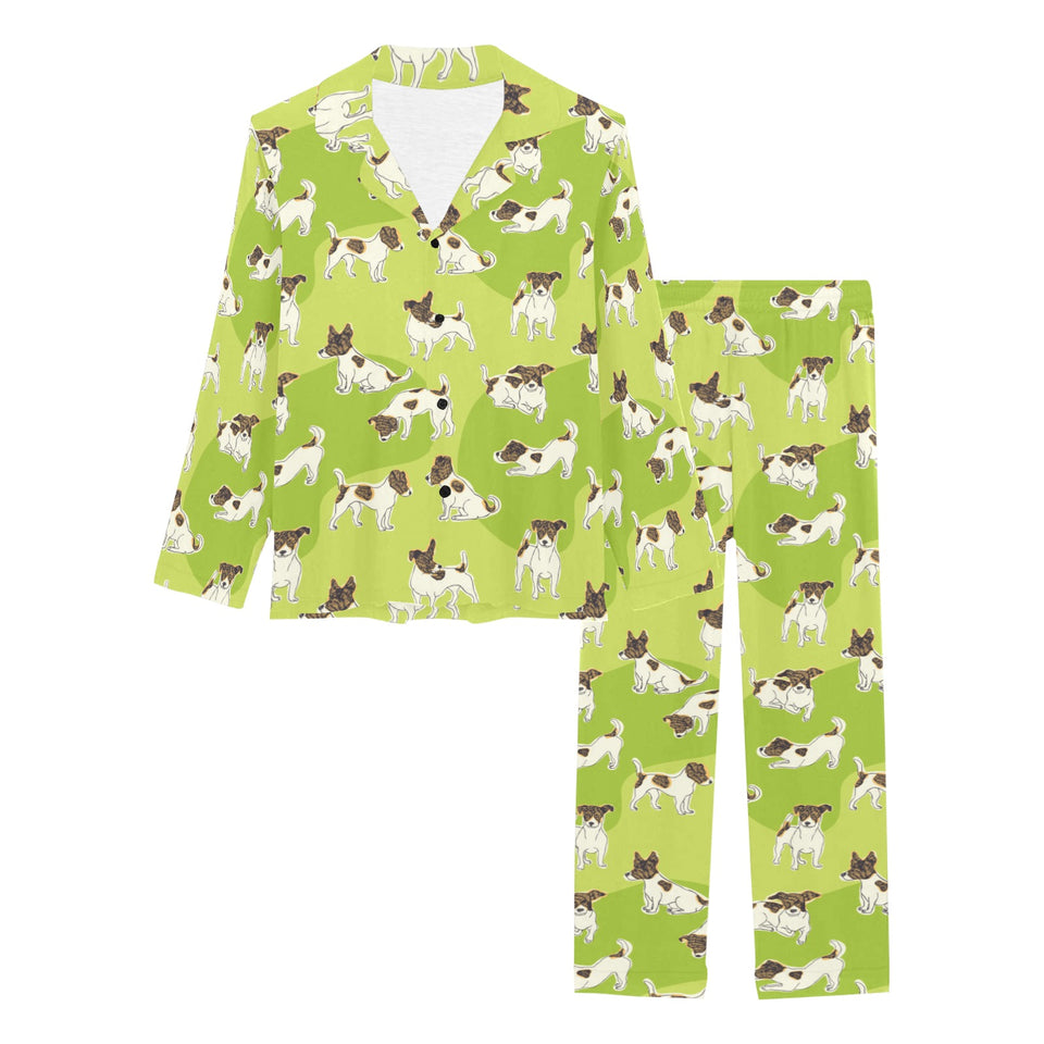 Jack Russel Pattern Print Design 01 Women's Long Pajama Set