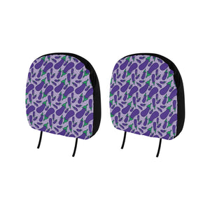 Eggplant Pattern Print Design 03 Car Headrest Cover