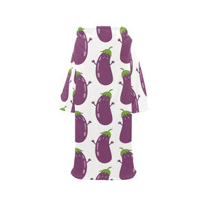 Eggplant Pattern Print Design 01 Blanket Robe with Sleeves