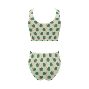 Snail Pattern Print Design 04 Chest Bowknot High Waisted Bikini Swimsuit