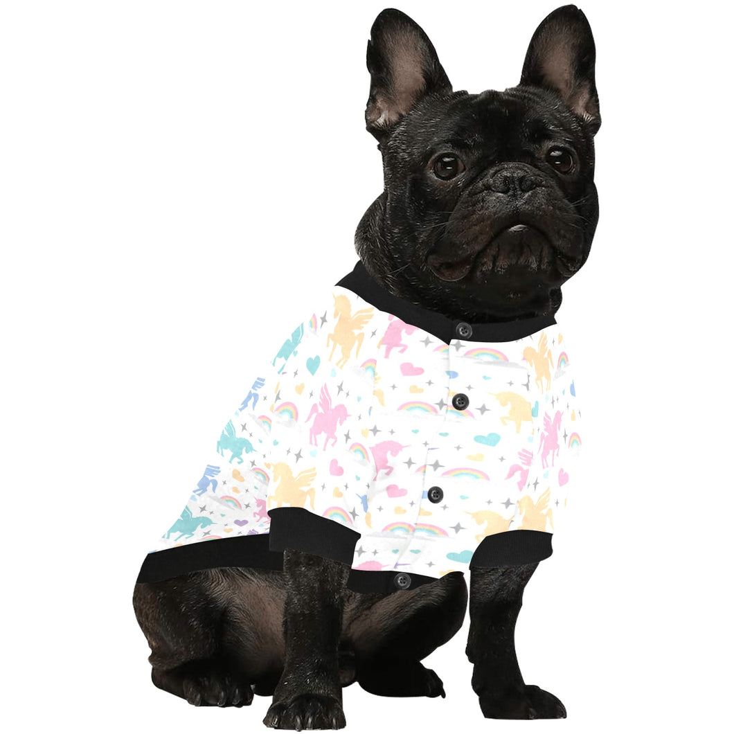 colorful unicorn rainbow heart pattern All Over Print Pet Dog Round Neck Fuzzy Shirt