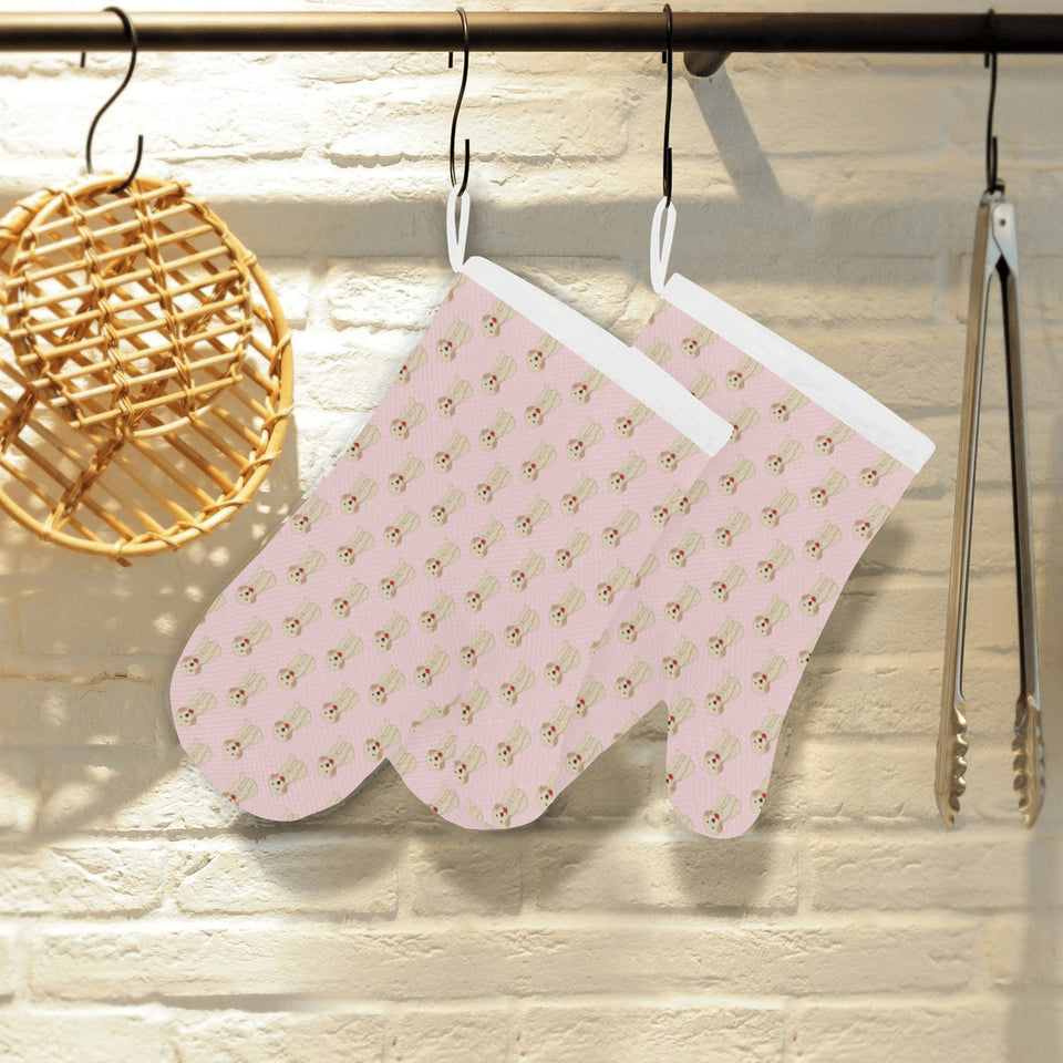 Golden Retriever Pattern Print Design 02 Heat Resistant Oven Mitts
