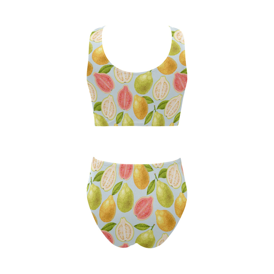 Guava design pattern Chest Bowknot High Waisted Bikini Swimsuit