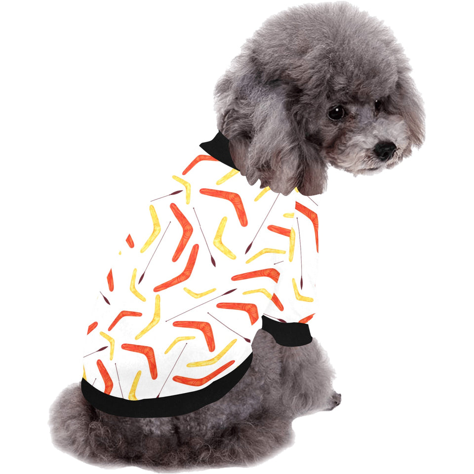 Waterclor boomerang Australian aboriginal ornament All Over Print Pet Dog Round Neck Fuzzy Shirt