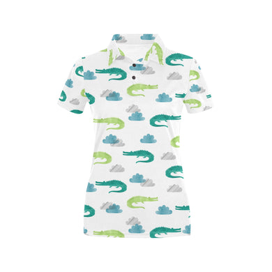 watercolor crocodile pattern Women's All Over Print Polo Shirt