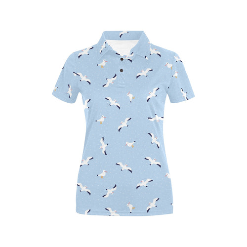 Seagull Pattern Print Design 02 Women's All Over Print Polo Shirt