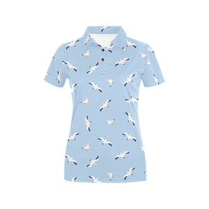 Seagull Pattern Print Design 02 Women's All Over Print Polo Shirt