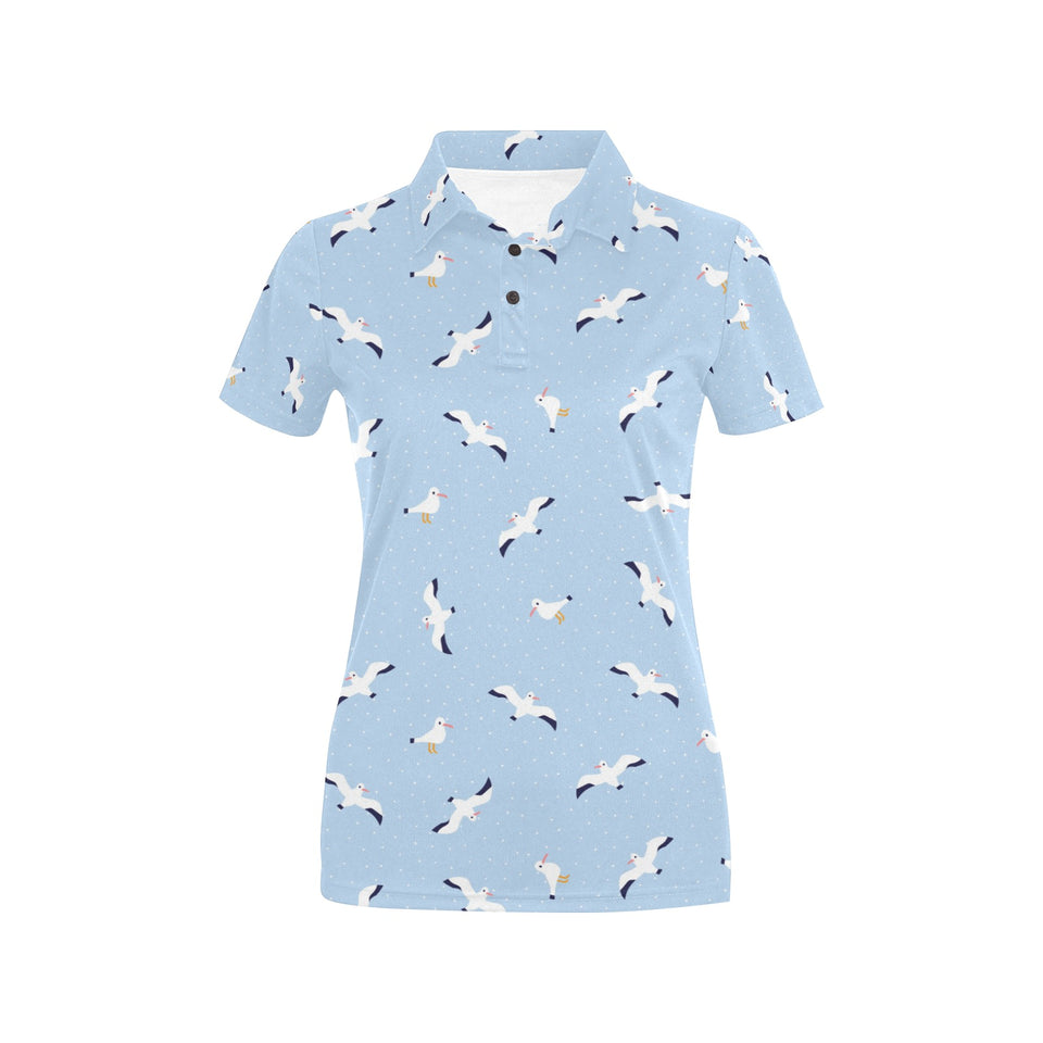 Seagull Pattern Print Design 02 Women's All Over Print Polo Shirt