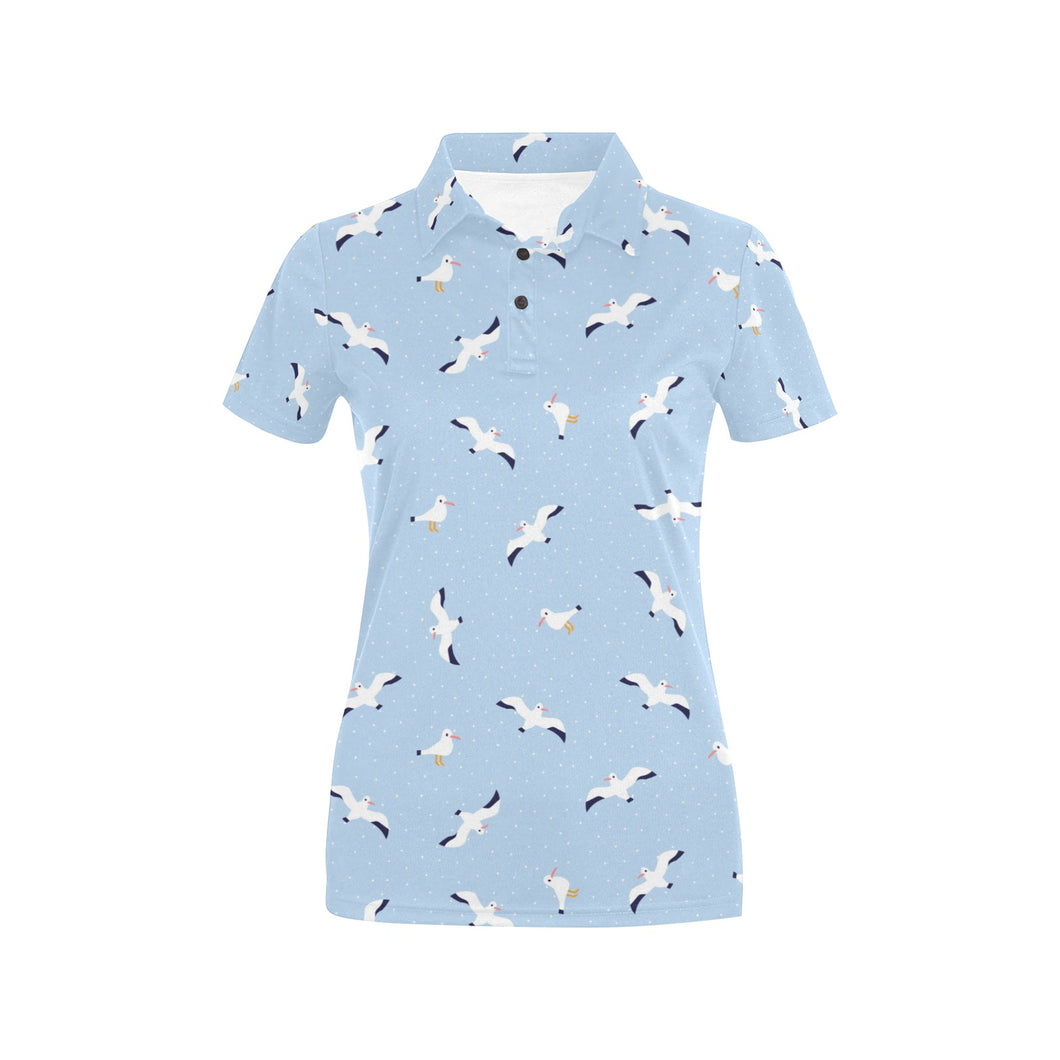 Seagull Pattern Print Design 02 Women's All Over Print Polo Shirt