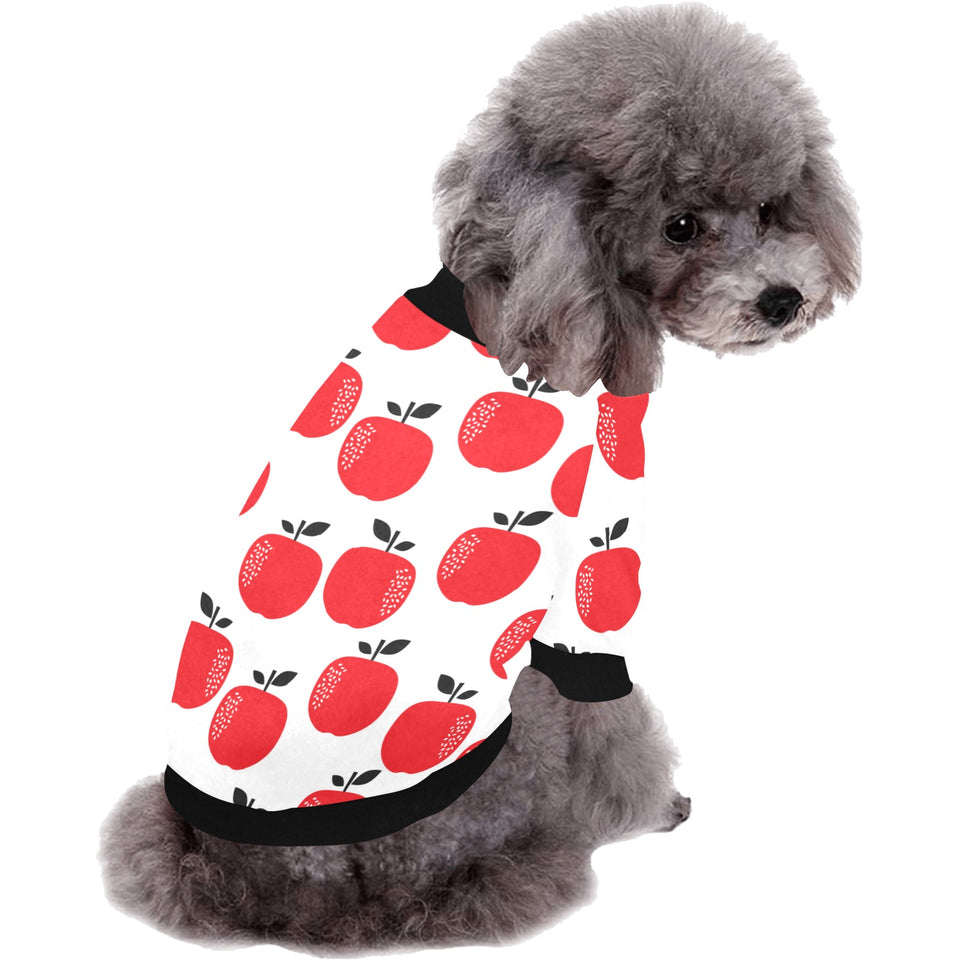 red apples white background All Over Print Pet Dog Round Neck Fuzzy Shirt