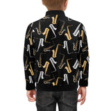 saxophone design pattern Kids' Boys' Girls' Bomber Jacket