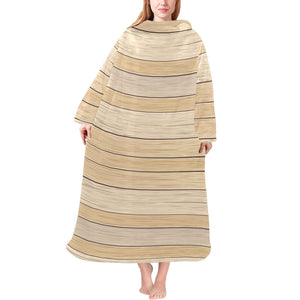 Wood Printed Pattern Print Design 01 Blanket Robe with Sleeves