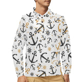Anchors Rudders pattern Men's Long Sleeve Polo Shirt