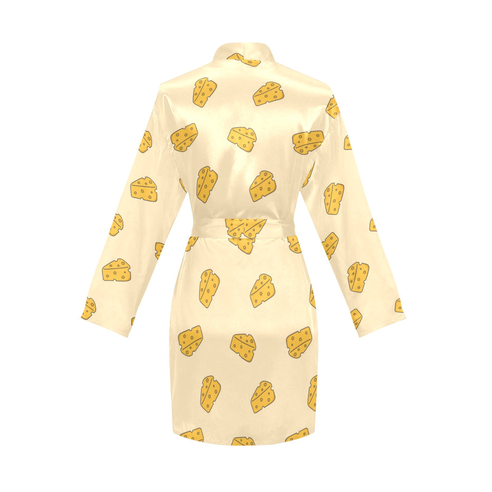 Cheese pattern Women's Long Sleeve Belted Night Robe