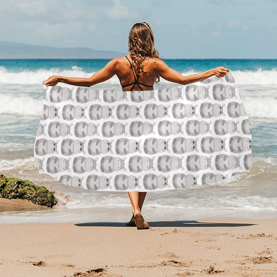 Hippopotamus Pattern Print Design 05 Beach Towel