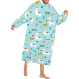 Llama alpaca cactus leaves pattern Blanket Robe with Sleeves