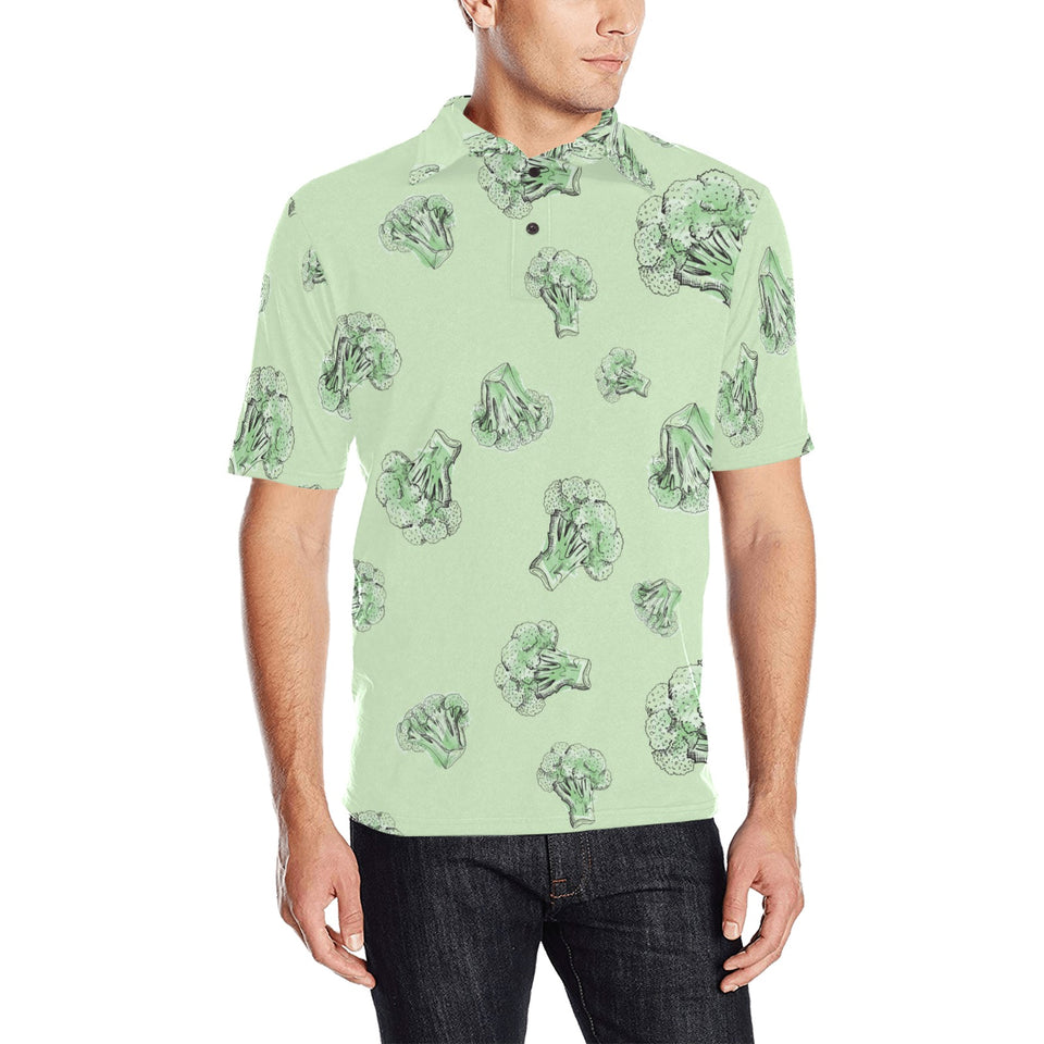 broccoli sketch pattern Men's All Over Print Polo Shirt