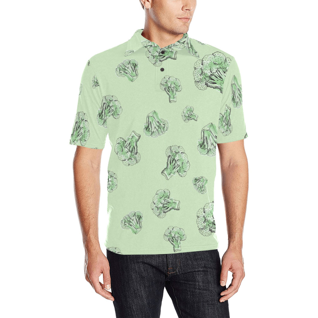 broccoli sketch pattern Men's All Over Print Polo Shirt