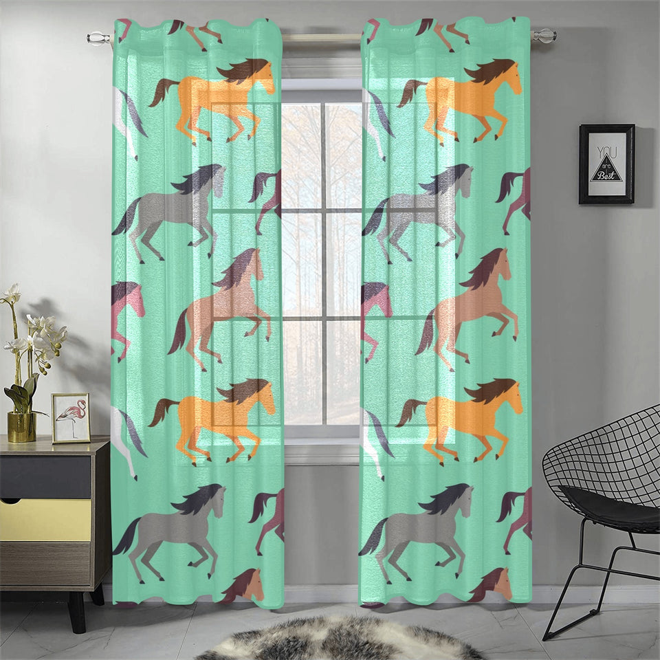 Colorful horses pattern Gauze Curtain