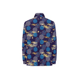 Blue japanese pattern cloud wave flower Women's Long Sleeve Polo Shirt