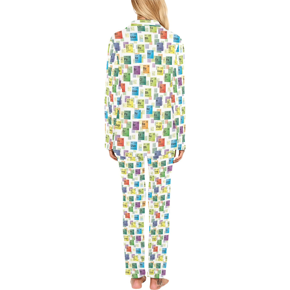 Chemistry Periodic Table Pattern Print Design 05 Women's Long Pajama Set