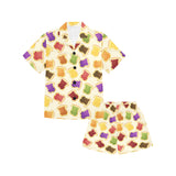 Bread Toast Pattern Print Design 02 Kids' Boys' Girls' V-Neck Short Pajama Set