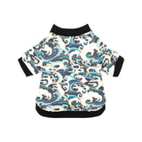 Japanese wave pattern All Over Print Pet Dog Round Neck Fuzzy Shirt