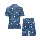 Night sky star pattern Men's V-Neck Short Pajama Set