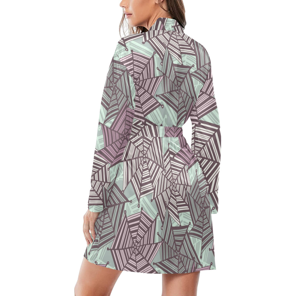 Spider web cobweb design color pattern Women's Long Sleeve Belted Night Robe
