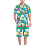 Billiard Ball Pattern Print Design 01 Men's V-Neck Short Pajama Set