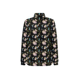 Hummingbird Pattern Print Design 03 Women's Long Sleeve Polo Shirt