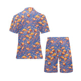 Clown Fish Pattern Print Design 04 Men's V-Neck Short Pajama Set