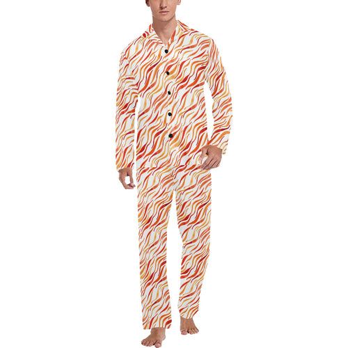 Fire flame watercolor pattern Men's Long Pajama Set