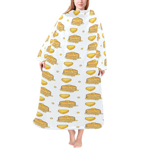 Pancake Pattern Print Design 03 Blanket Robe with Sleeves