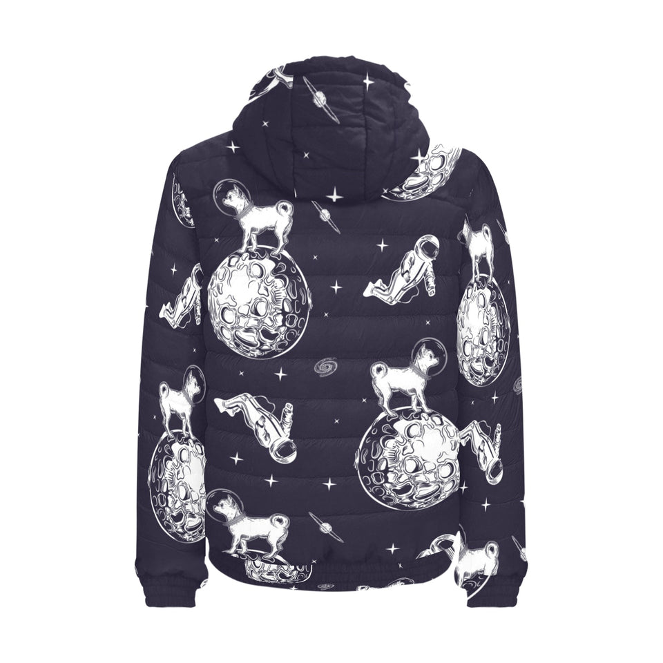 Chihuahua space helmet. astronaut pattern Men's Padded Hooded Jacket
