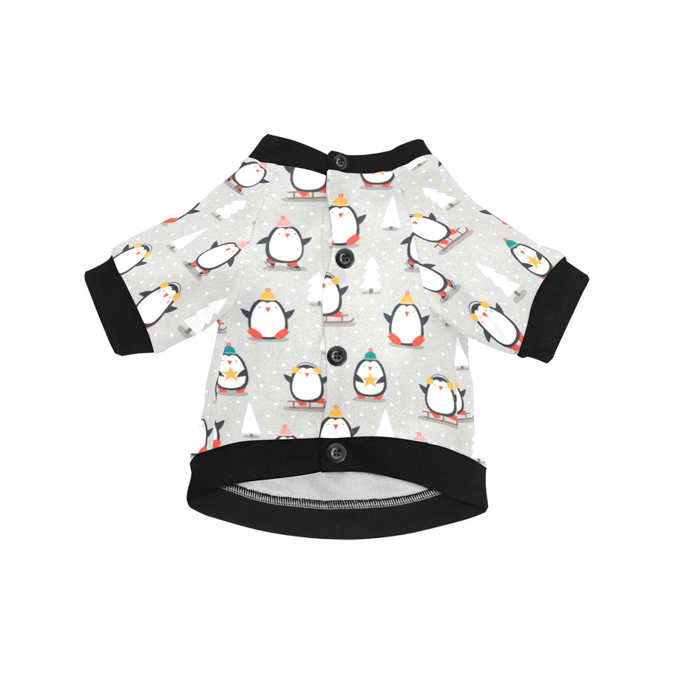 Cute Penguin christmas pattern All Over Print Pet Dog Round Neck Fuzzy Shirt