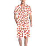 Canada Pattern Print Design 02 Men's V-Neck Short Pajama Set